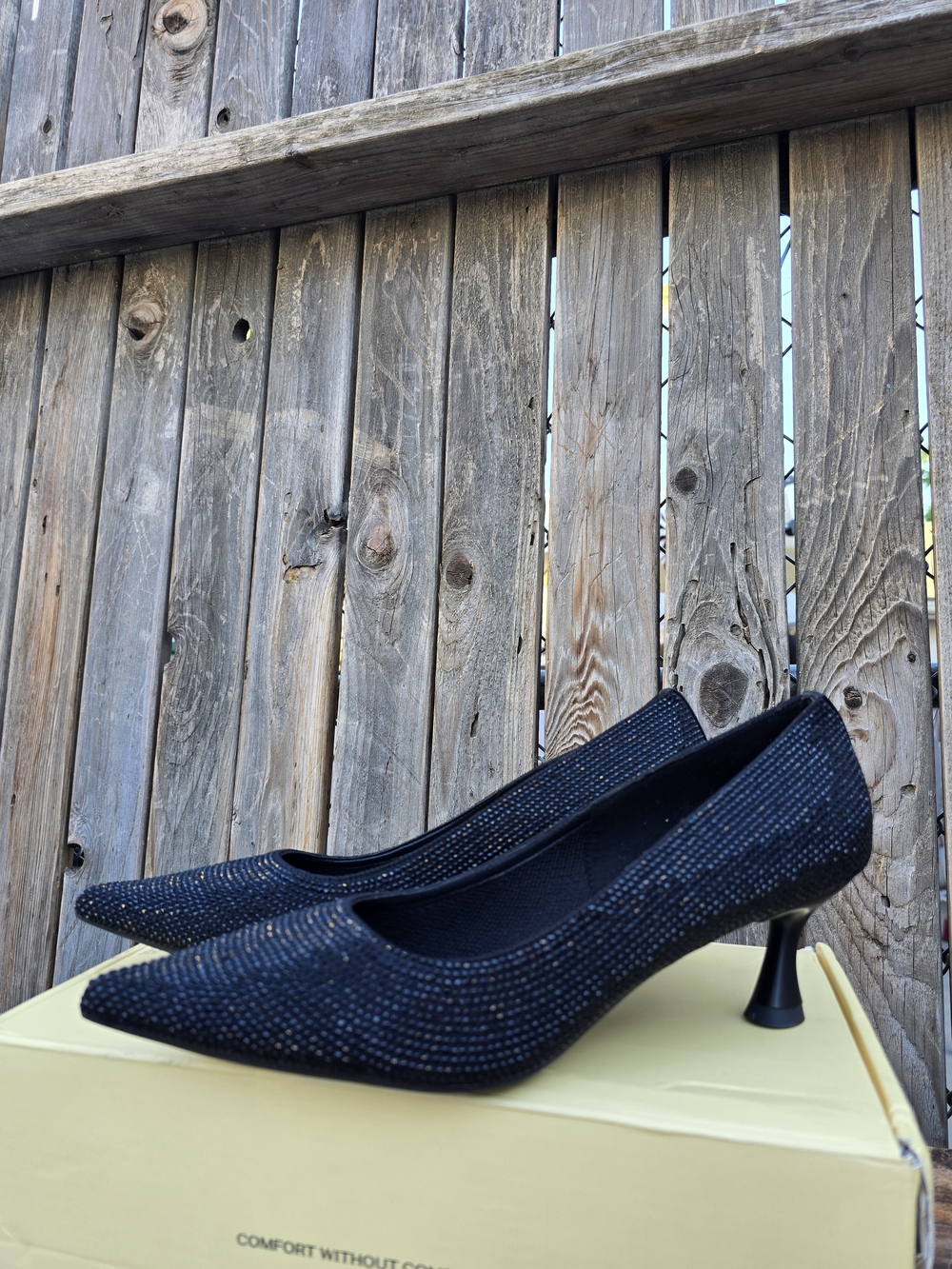 Cosy Island Women’s Black Pointed Toe Kitten Heel Pumps Heels Sizw 8.5